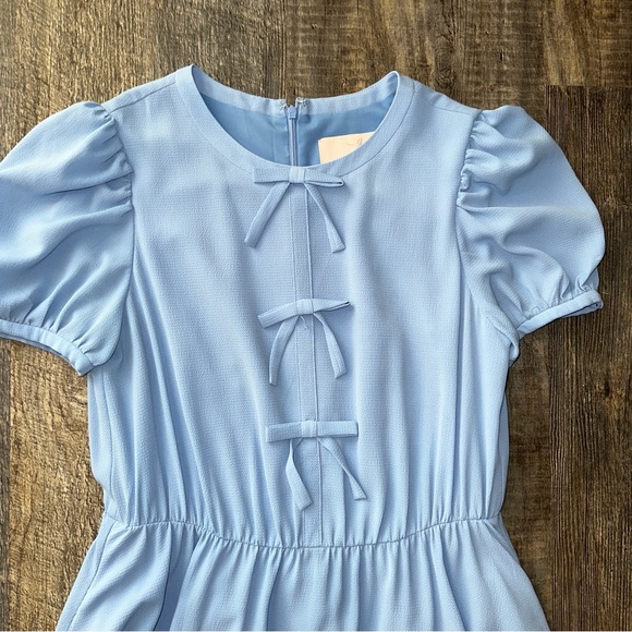 GAL MEETS GLAM light blue Ellie crepe puff sleeve dress 6 - Picture 2 of 10